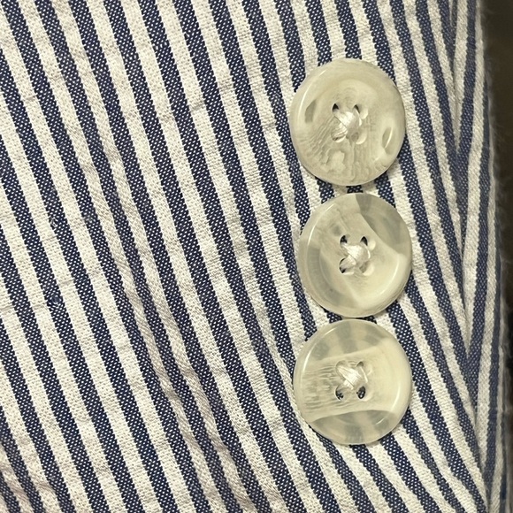 Alan Flusser Sport Coat Blazer Jacket Blue and White Striped Men 48R - Picture 13 of 15